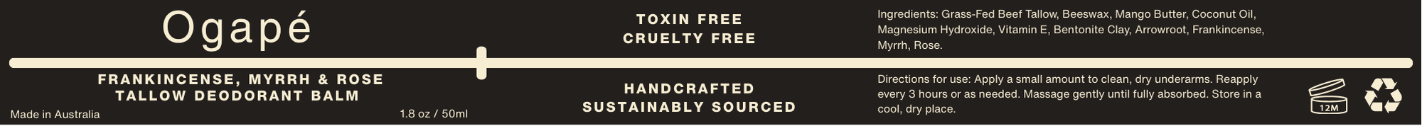 Frankincense, Myrrh & Rose Tallow Deodorant Balm